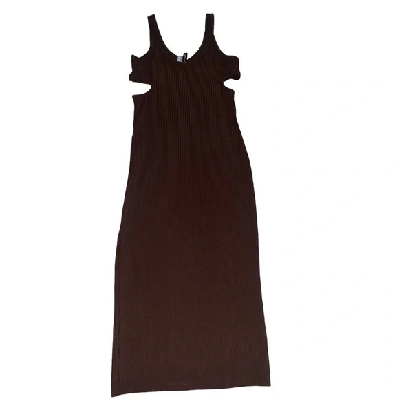 H&M | Dresses | Divided Hm Small Brown Cutout Ribbed Knit Midi Tank Dress |  Poshmark